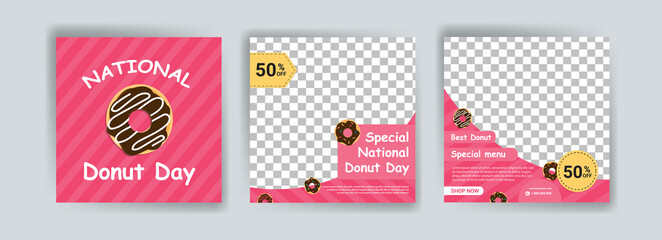National donut day. The special menu for national donut day. Banner vector for social media ads, web ads, business messages, discount flyers and big sale banners.