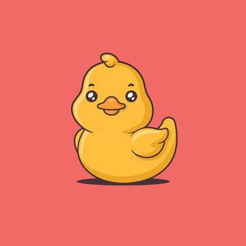 Rubber duck kawaii cartoon character vector illustration