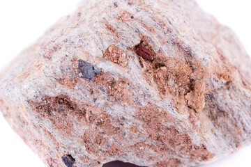 macro stone mineral magnetite on a white background