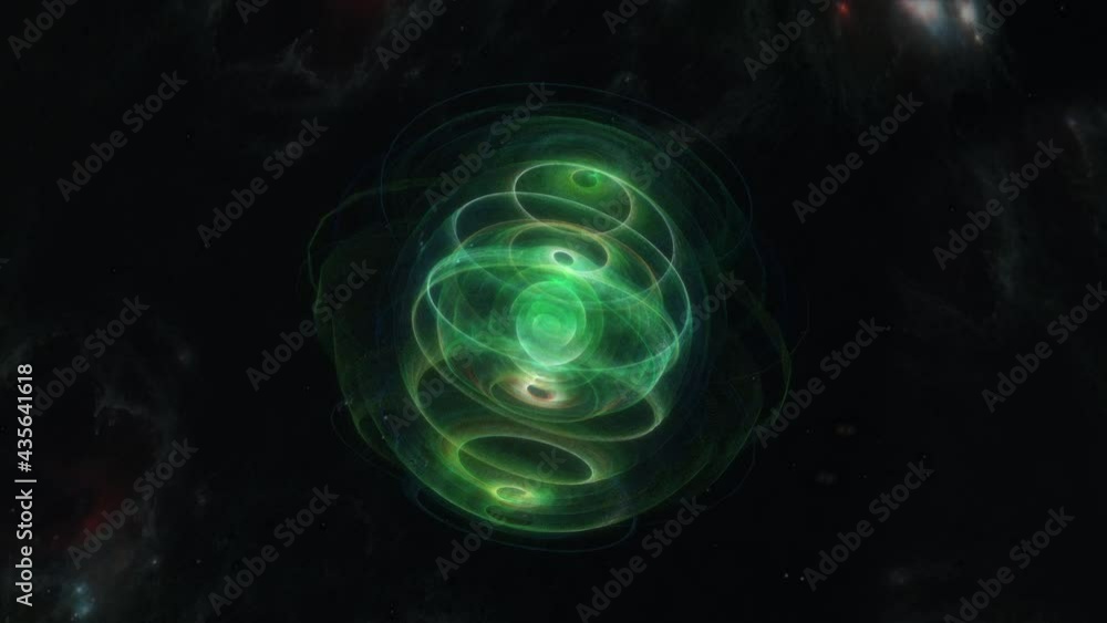 Aufkleber abstract twisted glowing green unidentified spinning plasma object. 4k 3d rendering of abstract art 