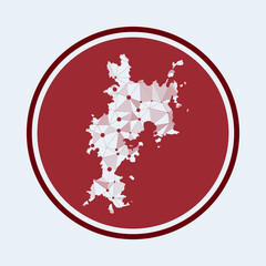 Komodo icon. Trendy tech logo of the island. Geometric mesh round design. Technology, internet, network, telecommunication concept. Vector illustration.