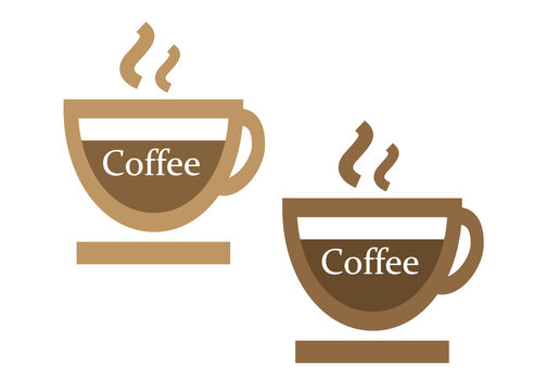 Mug with coffee logo. Vector image.