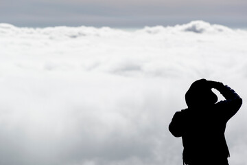 Men's silhouette photographed the morning mist