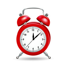 Red realistic clock, vector illustration