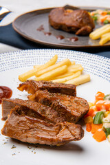Beef Steak - BBQ Strip Steak or Grilled Beef Strip Loin Steak Australia Grade A with French fries