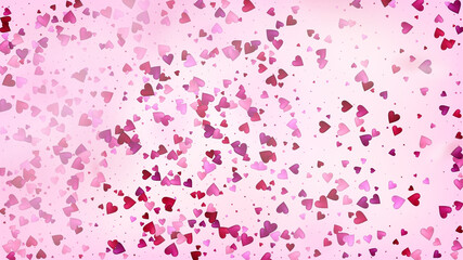 Falling Hearts Vector Confetti. Valentines Day Wedding Pattern. Rich VIP Gift, Birthday Card, Poster Background Valentines Day Decoration with Falling Down Hearts Confetti. Beautiful Pink Design
