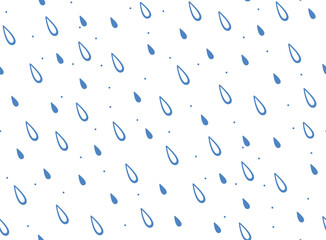 Water drops seamless pattern on white background for shower curtain. Doodle style vector illustration