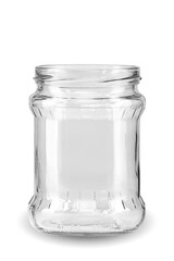 Jar with thread and pattern on white background isolate