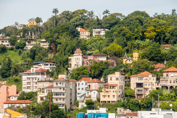 Fototapeta na wymiar neighborhood of santa teresa seen from downtown rio de janeiro in brazil.