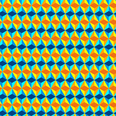 Seamless abstract pattern with triangles and pyramids. Vector colored background.
