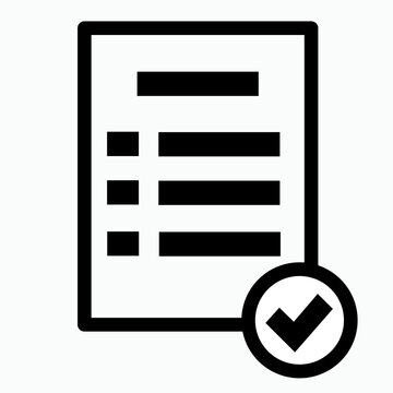 Sheet with check Mark Cheklist icon Black on white isolated vector illustration