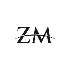 ZM initial swoosh horizon, letter logo designs vector