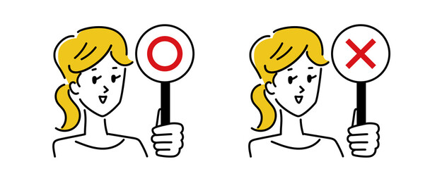 お金持ちと貧乏のかわいいの女性のイラスト素材 Wall Mural 2fkomado