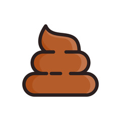 Shit icon. Yellow feces that smell so bad that flies fly around. Simple flat vector design.