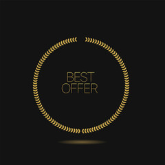 Golden wreath best offer vector icon