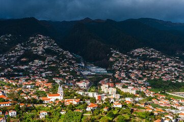 View of buildings in front of mountain