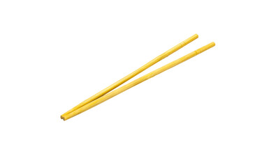 Bamboo chopsticks set against a white backdrop. Clipping path.