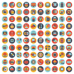 Business, management and technology icon set for websites and mobile applications. Flat vector illustration	