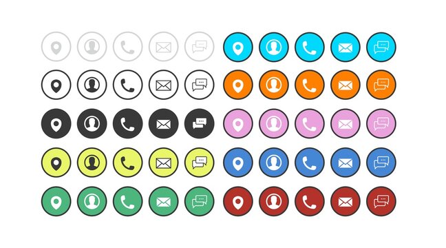 Contact Icon Set. Color Illustrations of Different Contect icons