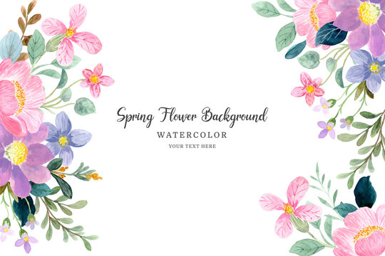 Spring Flower Background With Watercolor