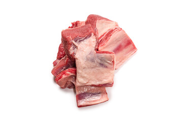 Raw beef ribs isolated on white background.