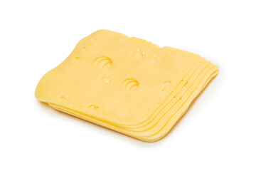 Cheese slice isolated on white background.