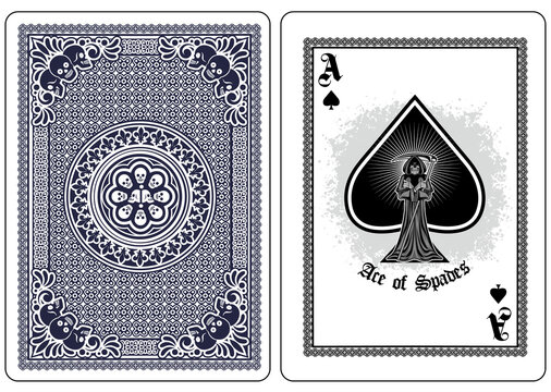 skull with ace of spades, playing card 