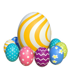3d illustration of easter egg collection isolated on white background
