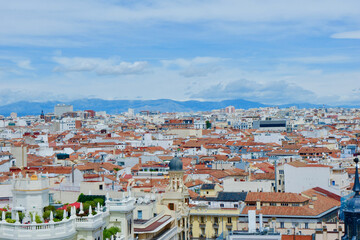Aerial view on roof tops of Madrid downtown, Spain