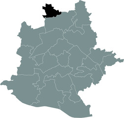 Obraz premium Black location map of the Stuttgarter Stadtbezirk Stammheim district inside the German regional capital city of Stuttgart, Germany