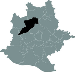 Black location map of the Stuttgarter Stadtbezirk Feuerbach district inside the German regional capital city of Stuttgart, Germany