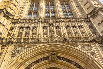 Obraz premium Victoria Tower - largest and tallest (98 m) tower of Palace of Westminster. Palace of Westminster (or Houses of Parliament) located in City of Westminster, London.