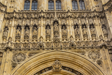 Obraz premium Victoria Tower - largest and tallest (98 m) tower of Palace of Westminster. Palace of Westminster (or Houses of Parliament) located in City of Westminster, London.