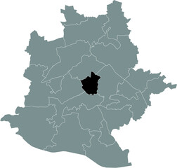 Black location map of the Stuttgarter Stadtbezirk Mitte district inside the German regional capital city of Stuttgart, Germany
