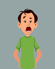 Cartoon character shocking facial expression vector illustration. Young businessman character expression for design, motion or animation.