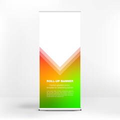 Advertising banner with fashionable gradient, roll-up banner, stand for conferences and seminars, web background