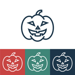 Linear vector icon with evil pumpkin