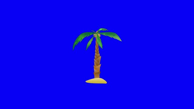  &eacute;t&eacute;, palmier, arbre, ile, plage, tropical,  paradis, vacance, noix de coco, pousse, grandir, grandit, animation, dessin, motion d&eacute;signe, isol&eacute;, place pour titre, titre, jaune, rose, bleu, fraicheur, 