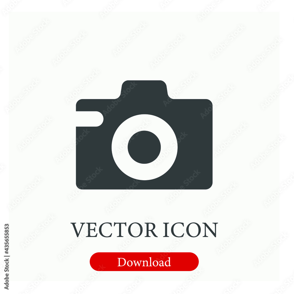 Aufkleber camera vector icon. editable stroke. symbol in line art style for design, presentation, website or a