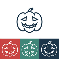 Linear vector icon with horrible pumpkin