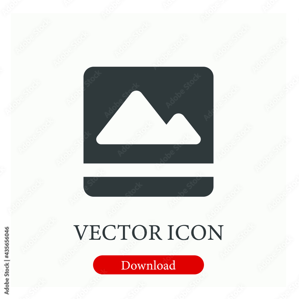 Poster picture square vector icon. editable stroke. symbol in line art style for design, presentation, webs