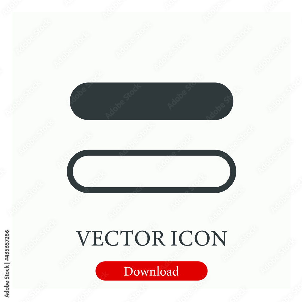 Aufkleber equal sign vector icon. editable stroke. symbol in line art style for design, presentation, website 