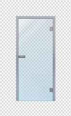 Glass closed door on a transparent background. vector illustration