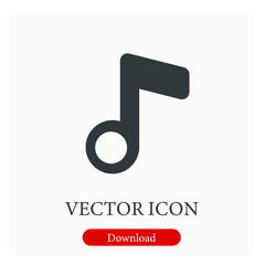  Music note vector icon. Editable stroke. Symbol in Line Art Style for Design, Presentation, Website or Apps Elements, Logo. Pixel vector graphics - Vector