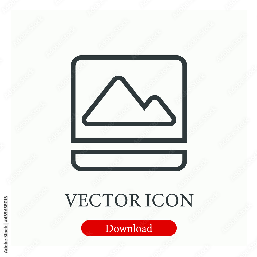 Poster picture square vector icon. editable stroke. symbol in line art style for design, presentation, webs