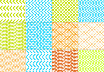 Seamless Bright Geometric Overlay Pattern Set