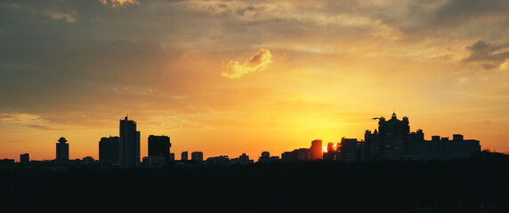 Minsk city skyline at sunset, Minsk, Belarus