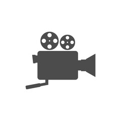 Video camera icon. Silhouette, isolated vector symbol on white background. 