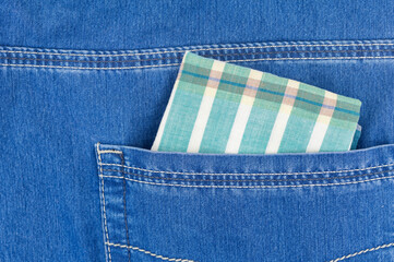 cotton handkerchief in blue jeans pocket