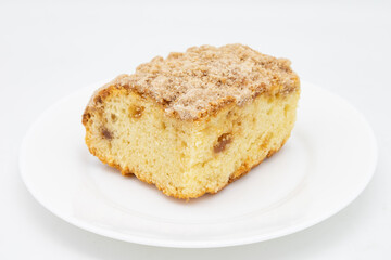 Simple Slice of Coffee Cake on a White Plate